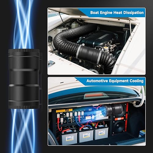 Miniatura 7 de Hon&Guan Ventilador soplador de barco de 3 pulgadas, ventilador de motor de soplador de barco en línea de 12 V, 10000 RPM, nuevo soplador de motor