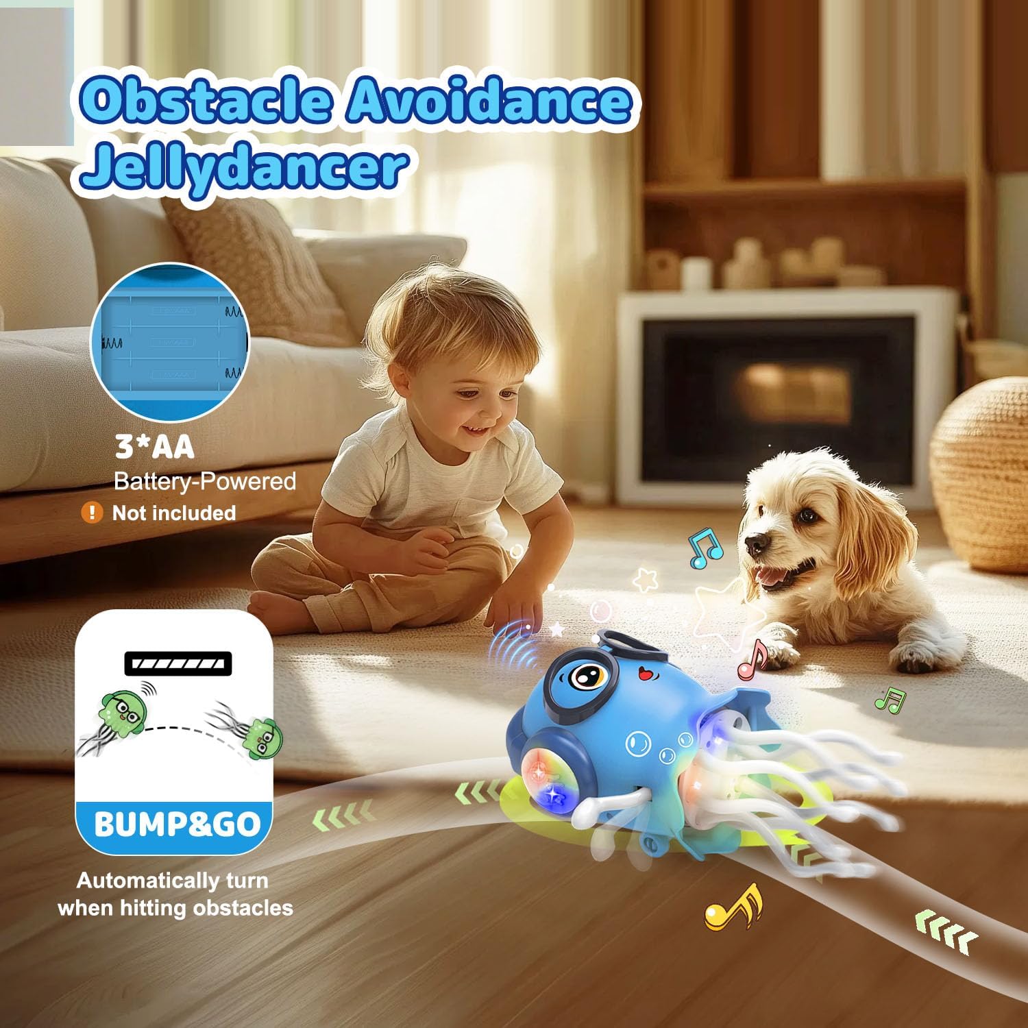 Baby Toy Jellydancer, Crawling Jellydancer Tummy Time Toy Kids Fidget Toy for Girls 3-6 Boys 6-12,Magic Dancing Loud Music Crawling Toys for 3 4 5 6 7 8 Year Old Children Birthday Gifts