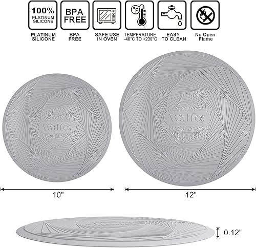 Miniatura 8 de Walfos - Alfombrillas de silicona para microondas, resistentes al calor, multiusos, antideslizantes, sin BPA y aptas para lavavajillas, perfectas