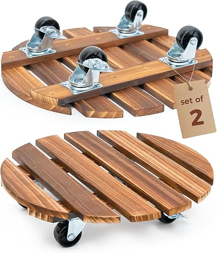 Bamworld Soporte para Plantas al Aire Libre con Bandeja Rodante Organizador para Plantas con Ruedas 12 Pulgadas Carro de Plantas con Ruedas Carro de