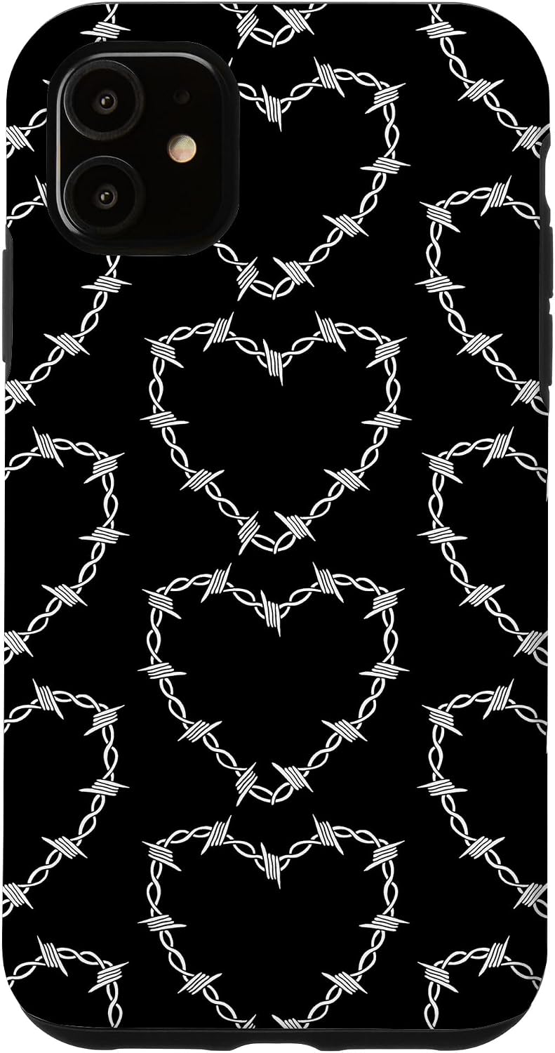 Barbed Wire Heart Alt Aesthetic Emo Goth Horror E-Girl Case for iPhone 15 Pro Max