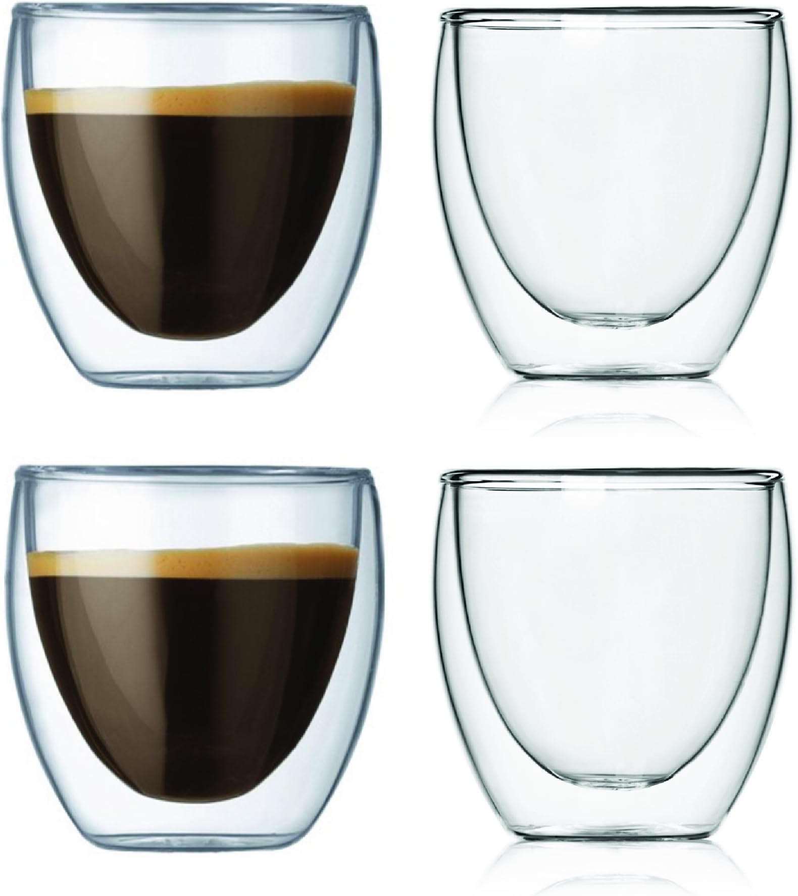 TEASOL 8oz Crystal Clear Double Wall Glass Cup - Insulated/thermal and Stylish Drinking Glasses - Keeps Drink Hot or Cold - Set of 4