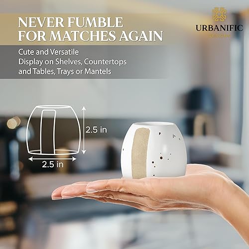 Miniatura 4 de Juego de 2 soportes para fósforos con delantero, cerámica hecha a mano con acabado mate esmaltado en negro y blanco moteado, mejora la decoración