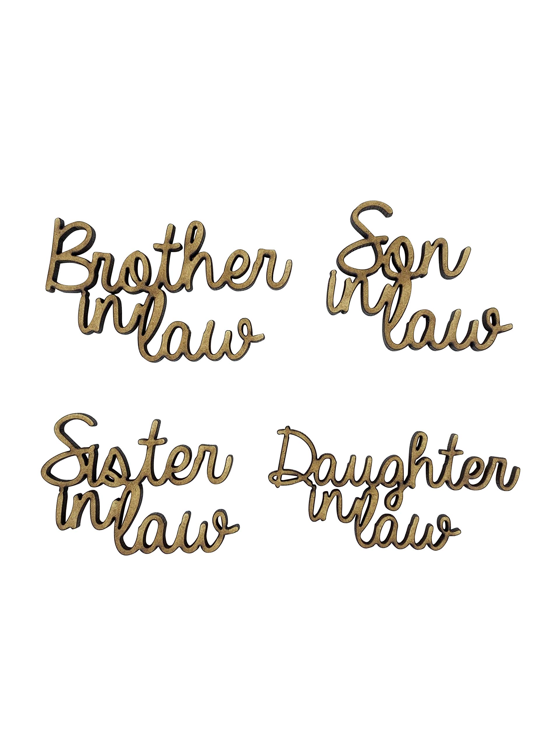 The Crafty Cow 8X Brother Sister Son Daughter In Law Words 5Cm Wood Craft Embelishments Shape