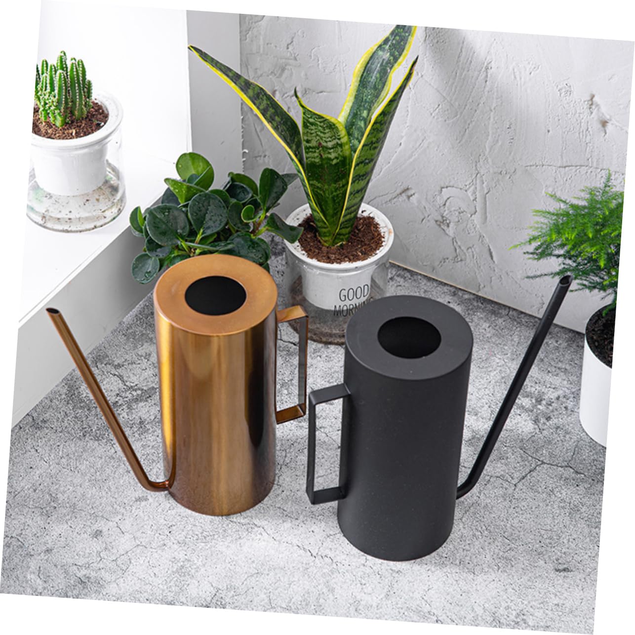 Regadera Acero Inoxidable de Gran Capacidad Negra de Plantas