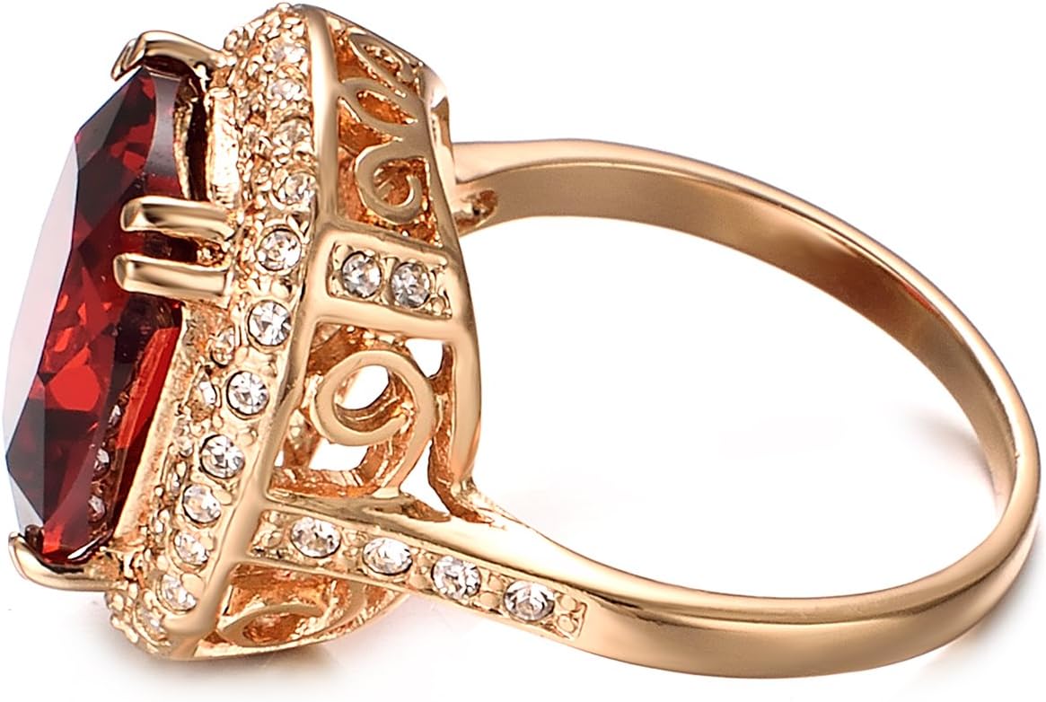 Yoursfs Ruby Rings for Women 6-10 18K Gold Plated Vintage Red Cocktail Rings Fashion Gemstone Jewelry - Image 4