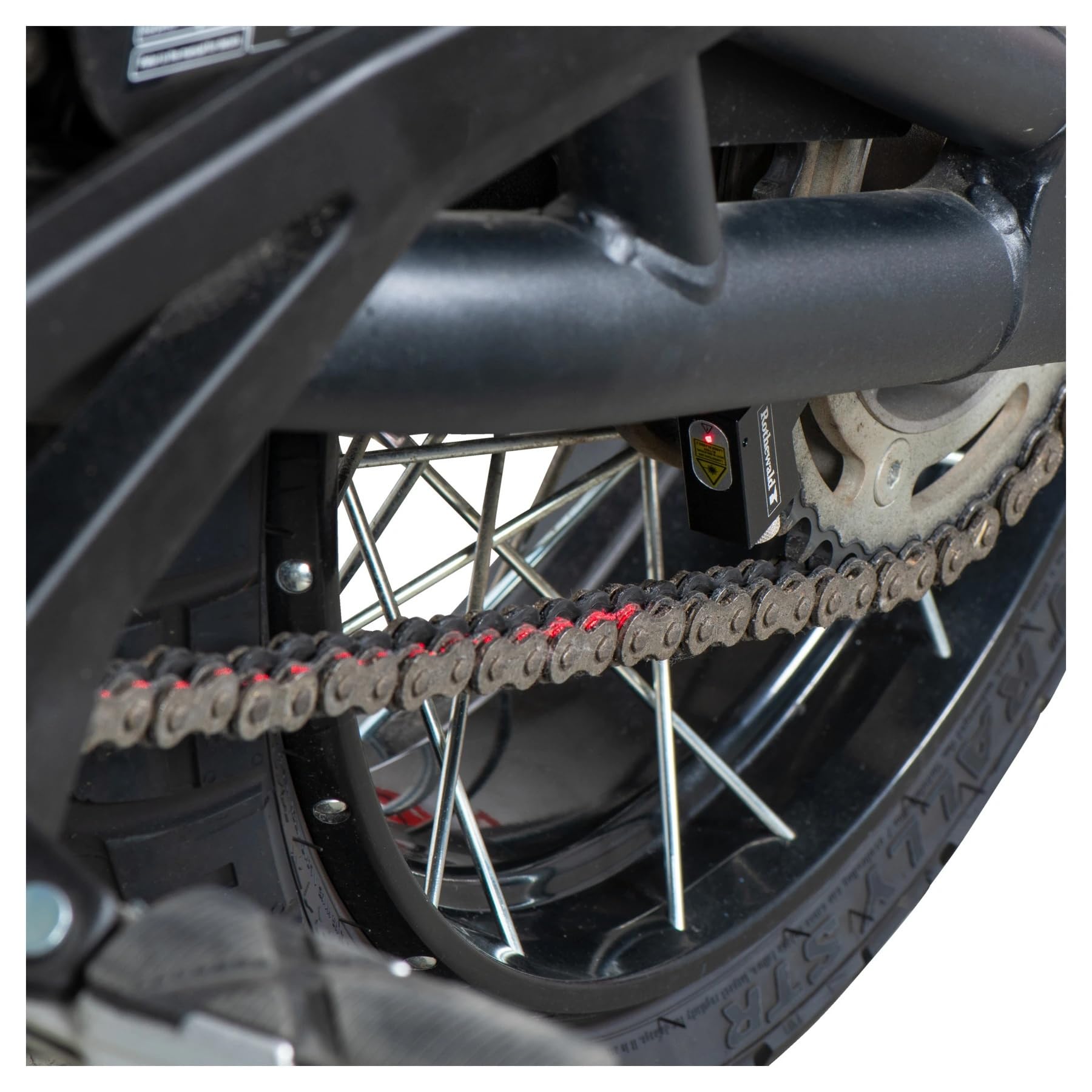 Rothewald Strumento Laser per Allineamento Catena Moto, Magnetico, Alta Precisione, Controllo Rapido, per Pignoni e Catene