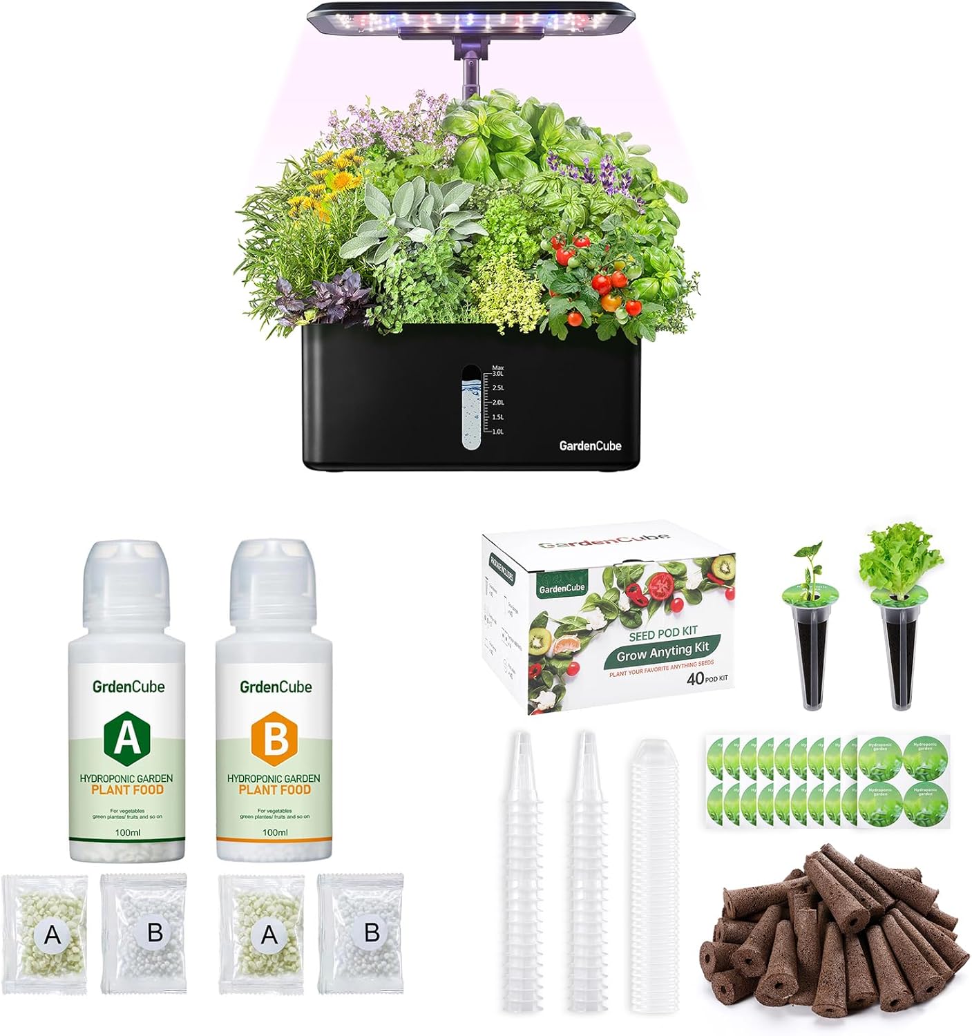 Hydroponics Growing System 8 Pods & 160 PCS Pods Kit & 600ml Plant Food Indoor House Plants Hydroponic