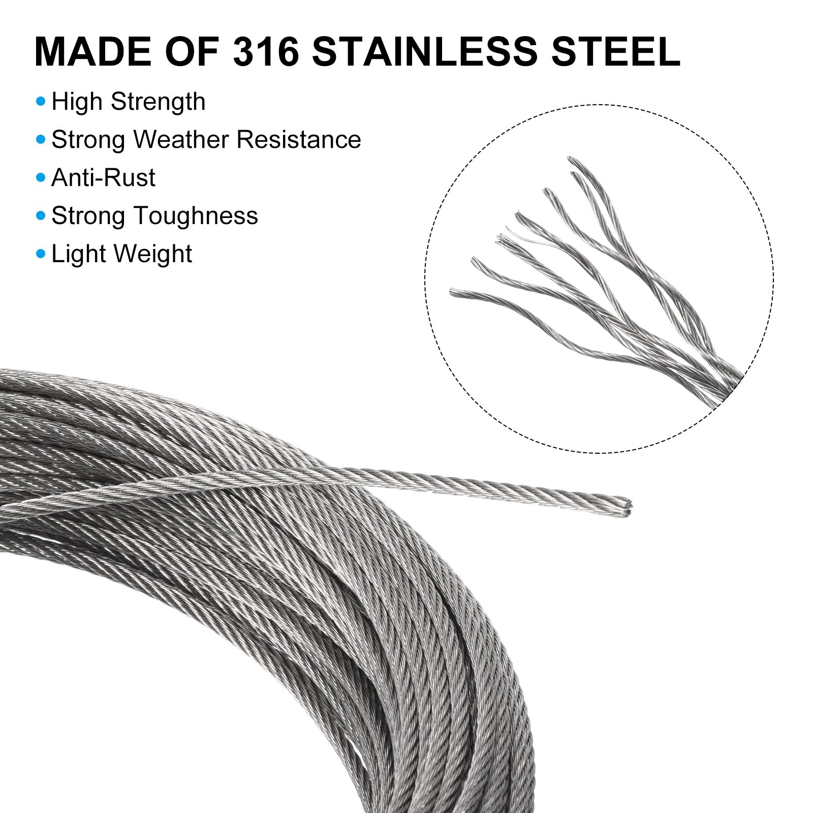 Terminali Cavo Inox 316 10 Ditali In Corda D'acciaio Inox 316 – Spessore 1/8" Per Lavori E Riparazioni Ditali Standard Per Lavori - Foto 9