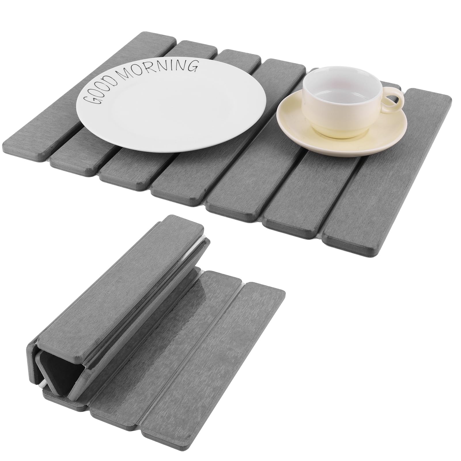 Stone Drying Mat for Kitchen Counter 30x40cm Foldable Stone Dish Drying Mat Non-Slip Stone Drying Pad Reusable Dish Drainer Mat Diatomite Drying Stone Mat for Sink Dish Rack Marble Worktop Black
