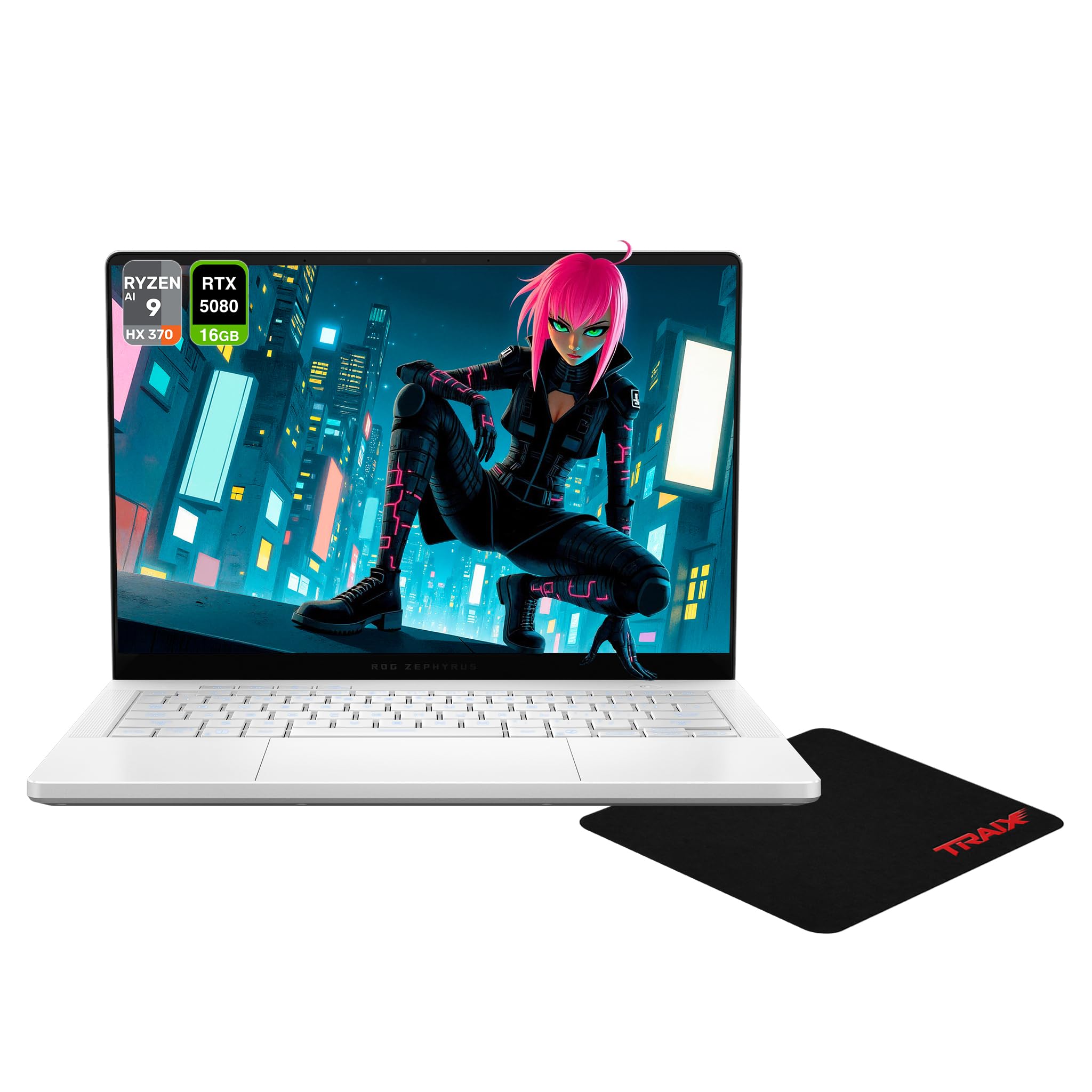 ASUS ROG Zephyrus G14 Copilot+ Gaming Laptop, AMD Ryzen AI 9 HX 370, 32 GB LPDDR5X RAM, 4 TB PCIe SSD, 14" 3K (2880X1800) OLED 120Hz, NVIDIA G-Force RTX 5080, RGB Keyboard, W11 Home + Traix Mousepad