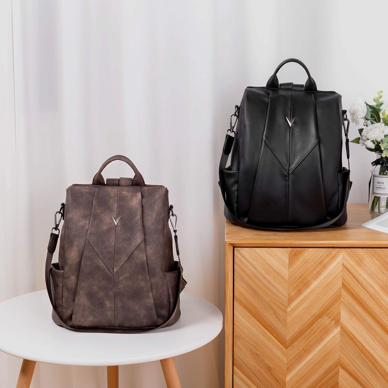 2462 Backpack Purse Fashion Backpack Purses PU Leather Daypacks Anti-Theft Women main image 4