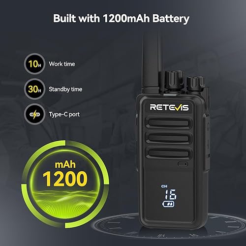 Miniatura 8 de Retevis RT68H Radio de 2 vías de largo alcance (paquete de 10) con cargador de 10 vías, walkie talkies recargables para adultos, carga más fácil,