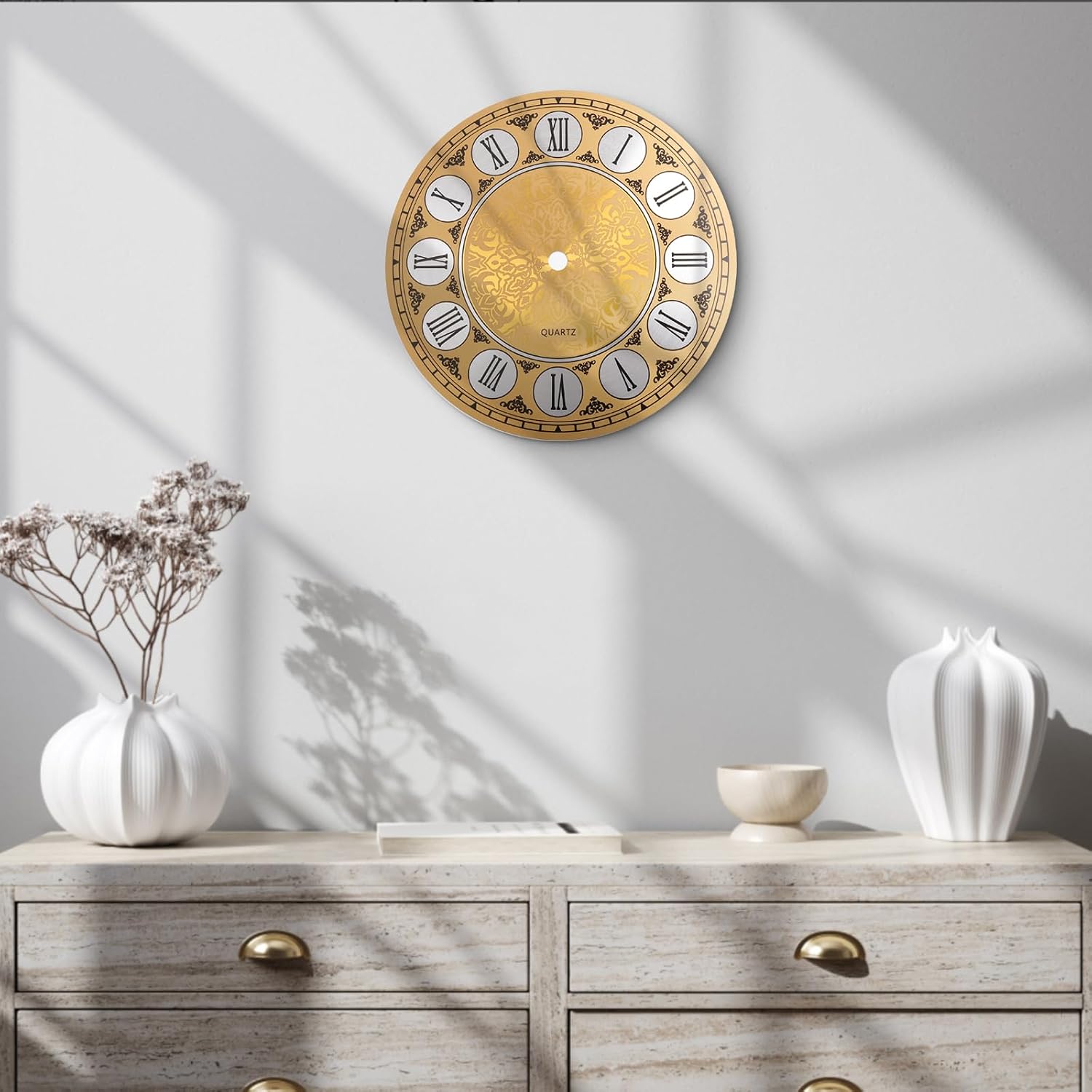 Wall Clock Dial Face, 7 Inch Diameter Vintage Aluminium Wall Clock Dial Face Roman Numeral Clock Face for Home Decor image 3