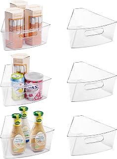 Oubonun Lazy Susan Cabinet Organizer Bins for Kitchen 6 Pack, 1/8 Wedge
