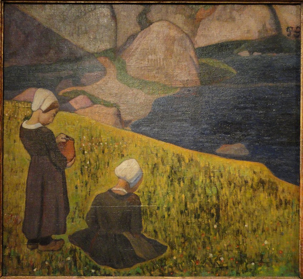 Cuadro Paul Gauguin Breton Women en marco marrón pequeño de calidad archivo