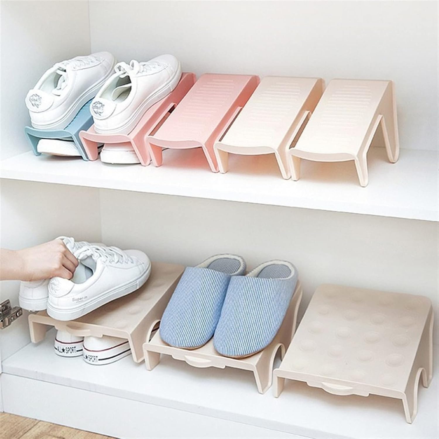 Shoe Slots, Shoe Holder Household Double-layer Storage Rack Plastic Integrated Simple Saver(A2)