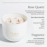 Vista 7 de Hidden Label Vela de cuarzo rosa con cristales en el interior, aromaterapia con infusión de cristal de 12 onzas Mechas dobles de madera agrietada