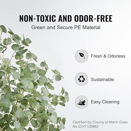 Miniatura 3 de VEVOR Árbol de eucalipto artificial, planta sintética de 6 pies de alto, material de polietileno seguro y protección de inclinación anti-punta,