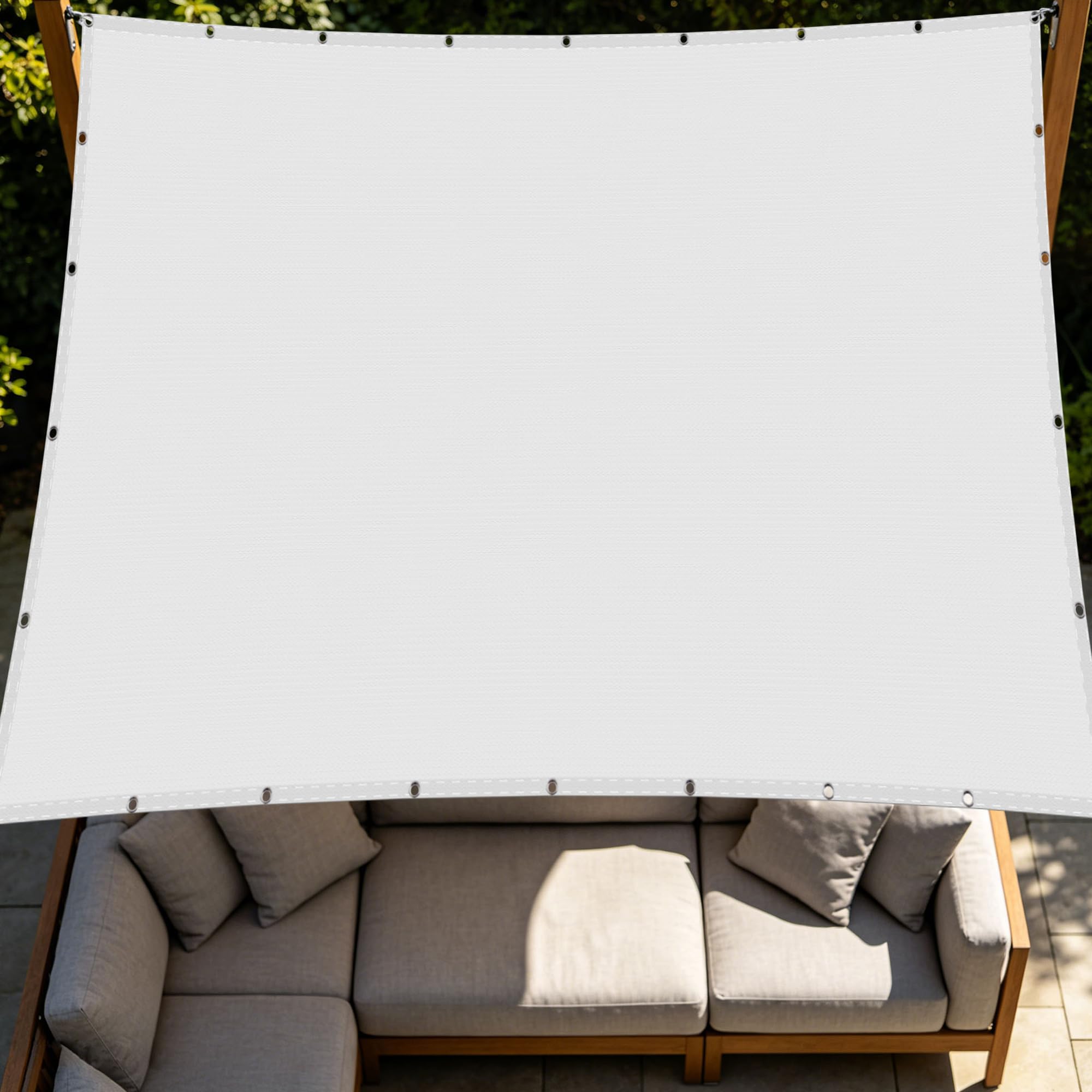Toile d'ombrage rectangulaire 160 x 340 cm en polyester blanc imperméable