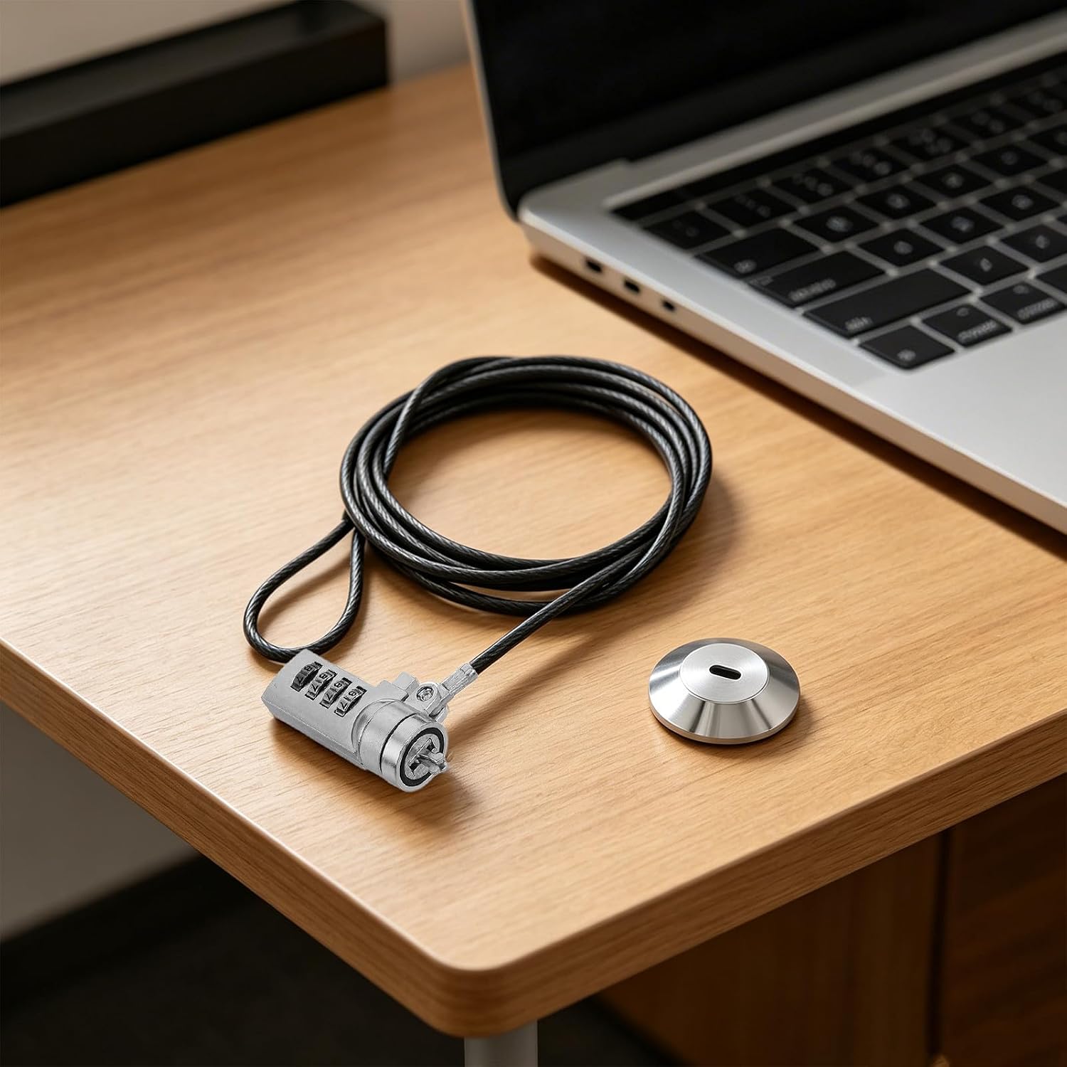 Operitacx 1 Set Combination Lock Cable for Laptops and Other Devices - Resettable 4-Digit Code Number - Anti-Theft Security Cable Locking for Library Public Travel
