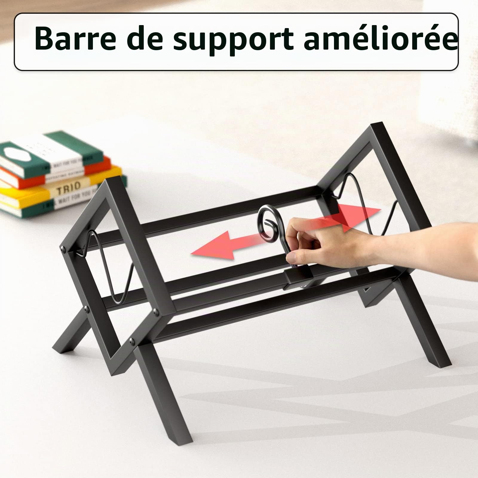 EKNITEY Support de rangement pour disques vinyles,Étagère en métal pour 80 à 100 LP,Petite bibliothèque,Organiseur pour albums, livres, magazines, livres de cuisine,Facile à assembler (noir)