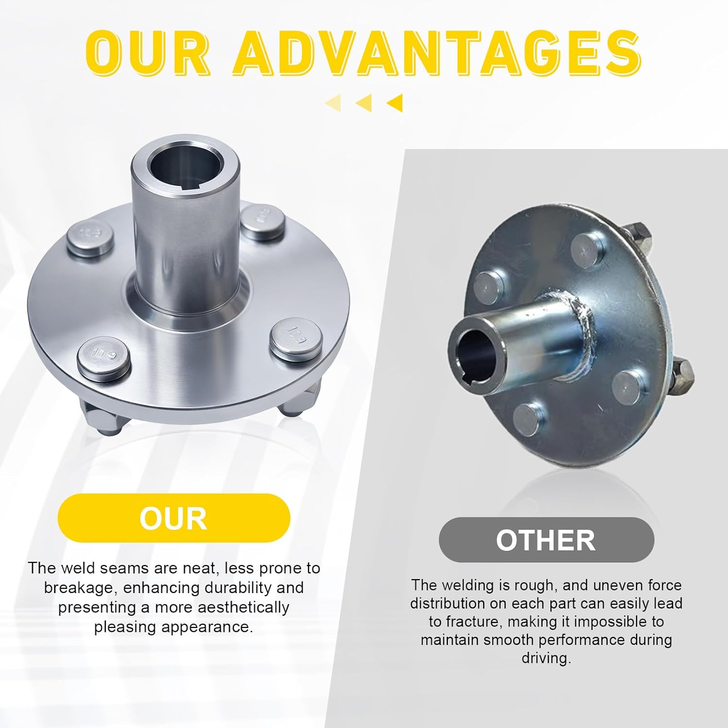 4" x 4" Go-Kart Live Axle Hub with 1" to 3/4" Step-Down - 1/4" Keyed Shaft, 8 Inch Rear Front Wheel, x4 Lug Set Kit(2PCS)