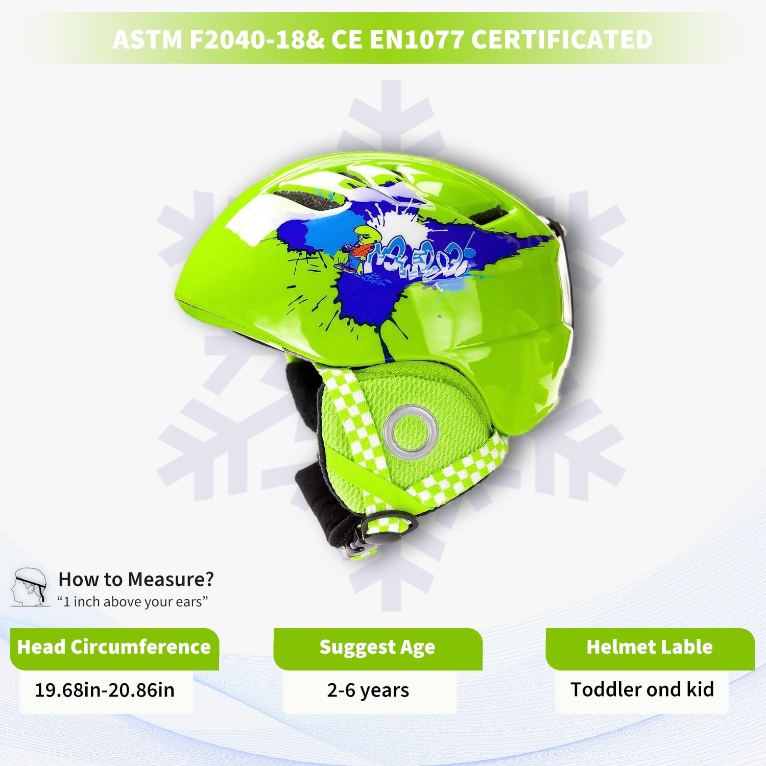 Casque de ski pour tout-petits et enfants Casque de snowboard avec lunettes de luge et autres activités de neige, ultra léger, confort et chaleur, petite taille, certifié ASTM