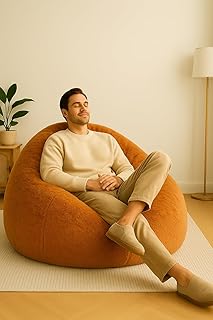 Mollismoons Luxury Faux Fur Bean Bag Cover � 6ft Round, Tan Mango Brown, Super Soft & Cozy, Washable, Large Lounger for Ho Price In India