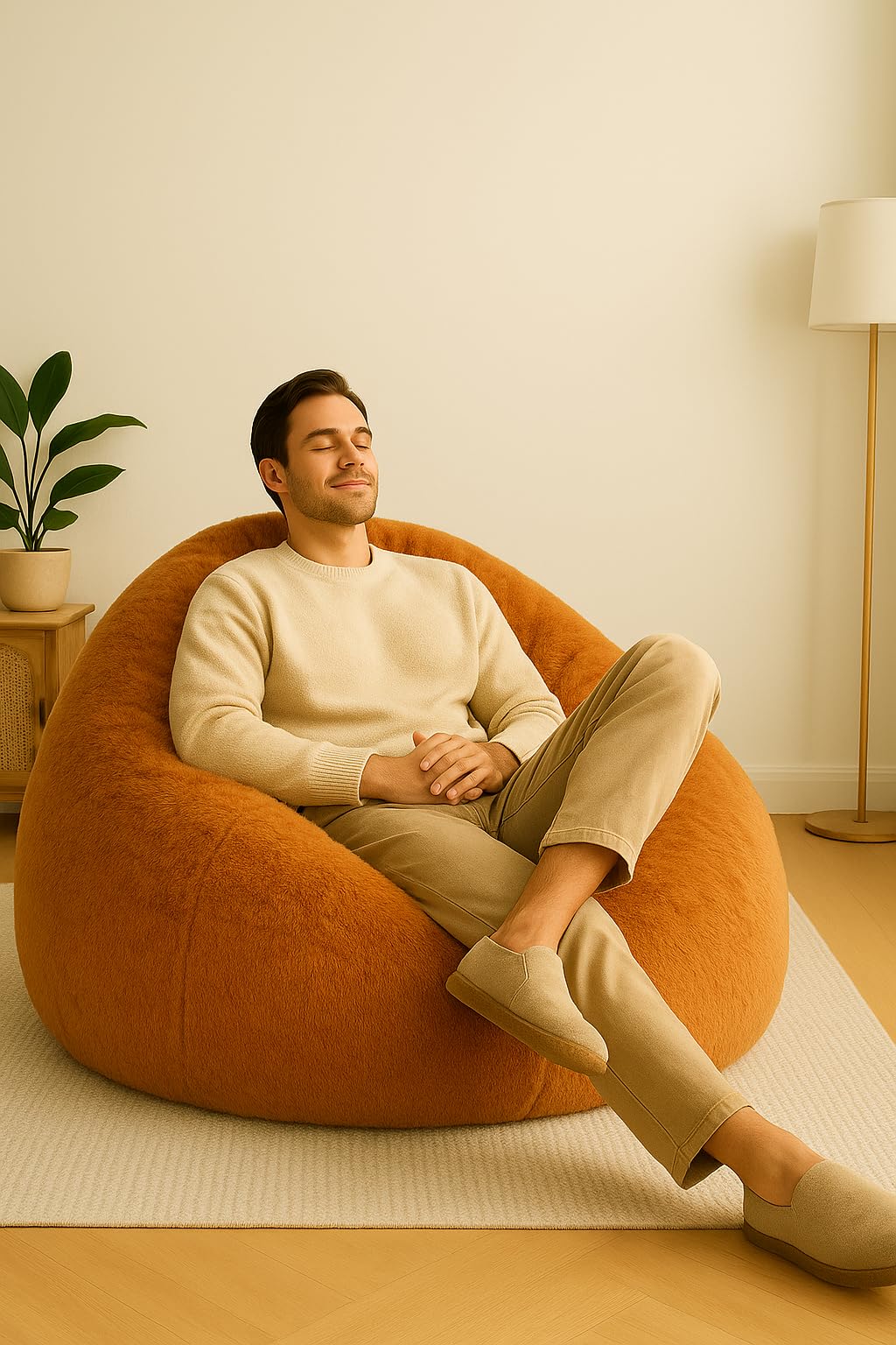 Mollismoons Fur Bean Bag Very Attractive and Luxuries Bean Bag Lounger Bean Bag Sofa Chair Bean Bag Furry Bean Bag (Bean Bag for Balcony Giant 6ft Without Beans, Brown)-image-8