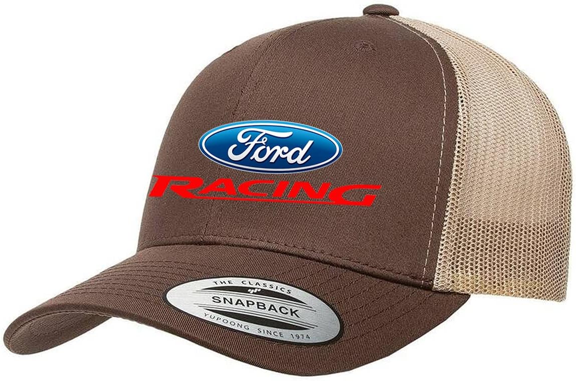 Ford Racing Logo Fully Embroidered Yupoong 6606 Snapback Trucker Fitted Cap