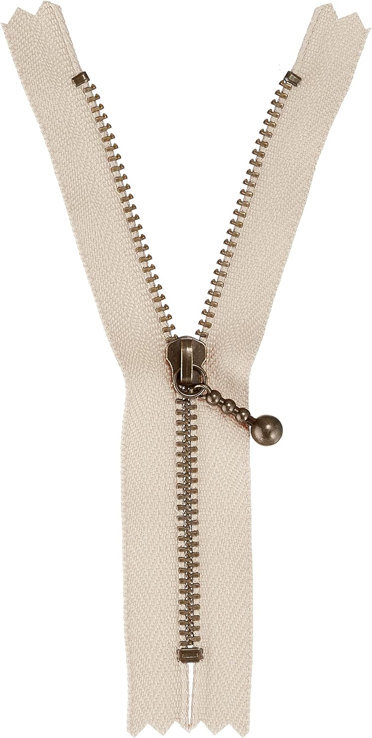 Y.K.K 3GKB-12 Antique Gold Ball Zipper Closure 10 Pieces Length 12cm #572 Dark Beige