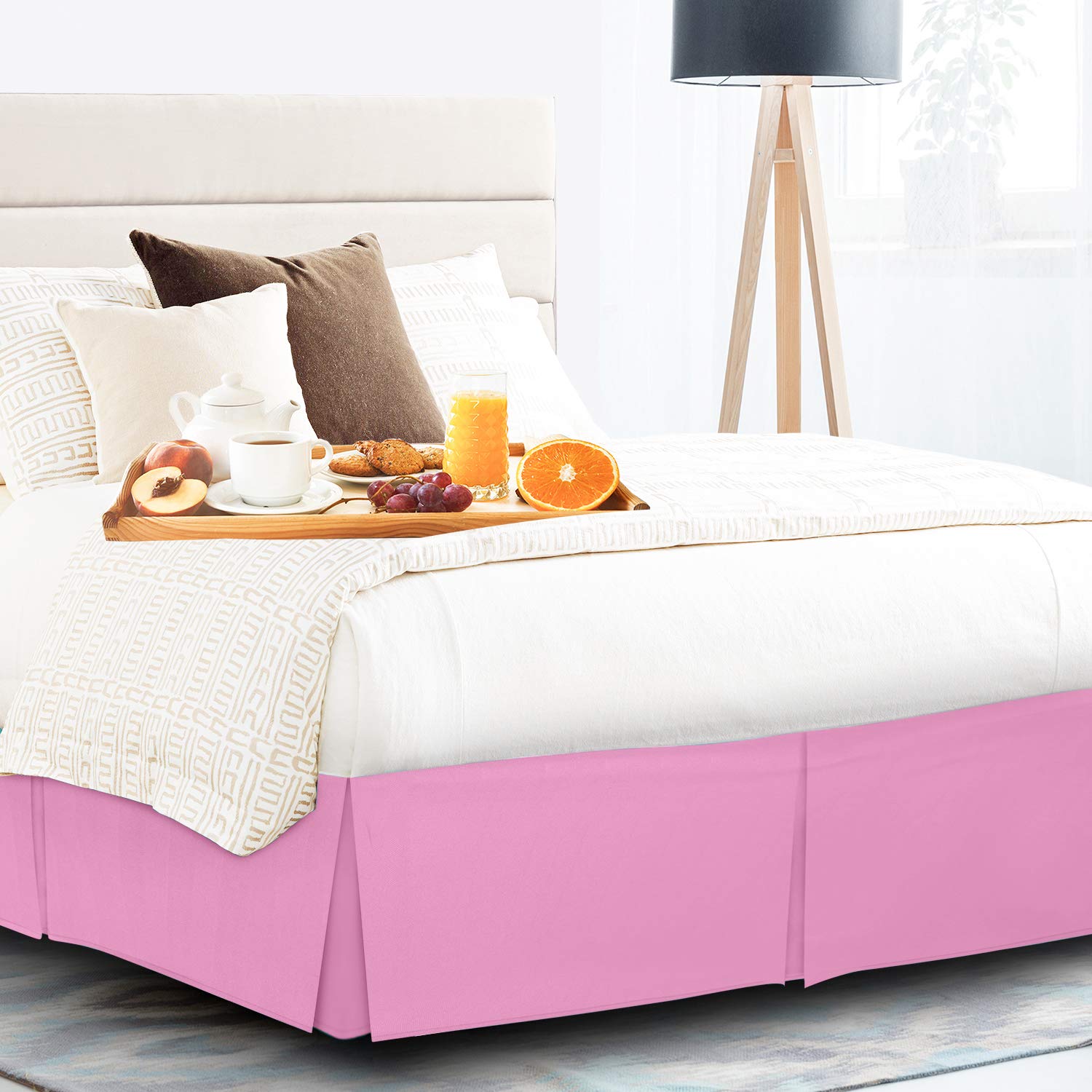 Jupe de lit Rose Tree Home Ashford Queen coin fendu 18 goutte rouge rayé