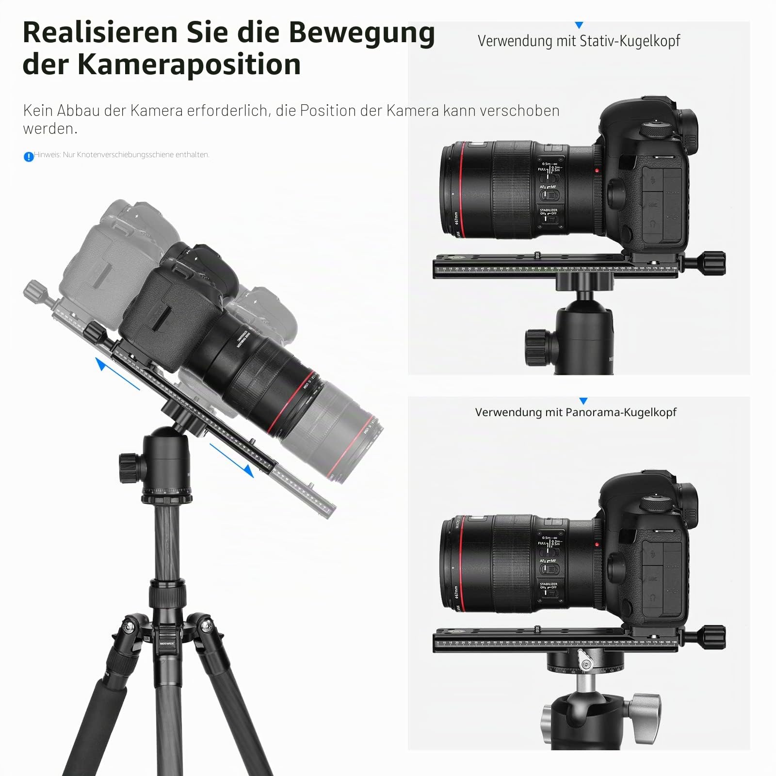 NEEWER 200mm Professionell Schiene Kamera Schieber Metall Schnellspannklemme für Kamera Kompatibel mit Arca Swiss