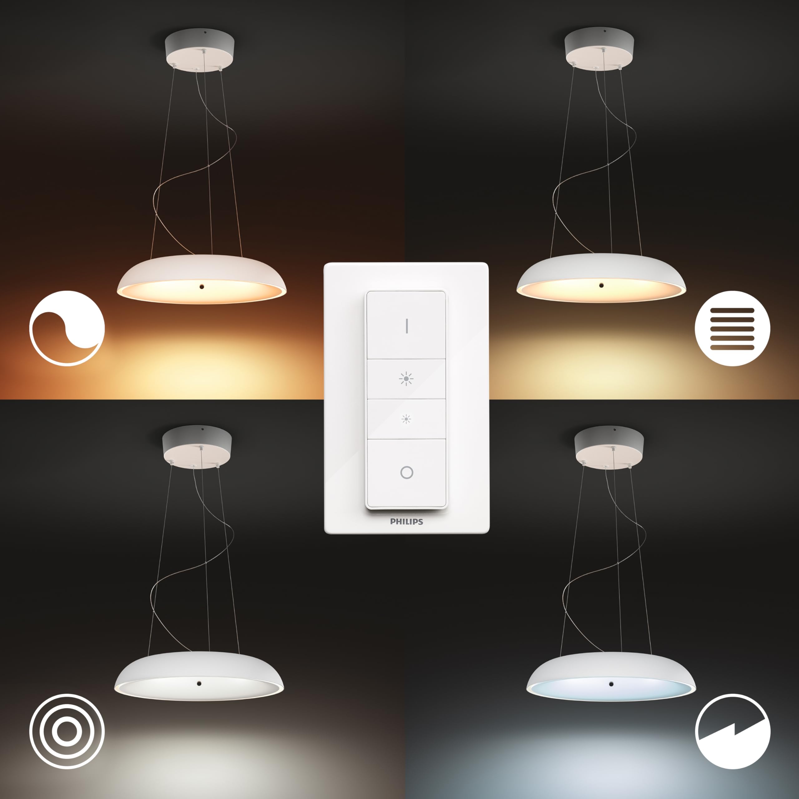 Philips Hue – Lámpara inteligente, Hue Amaze, Lámpara Colgante LED Inteligente, Luz Blanca de Cálida a Fría, Compatible con Alexa y Google Home, Color Blanco