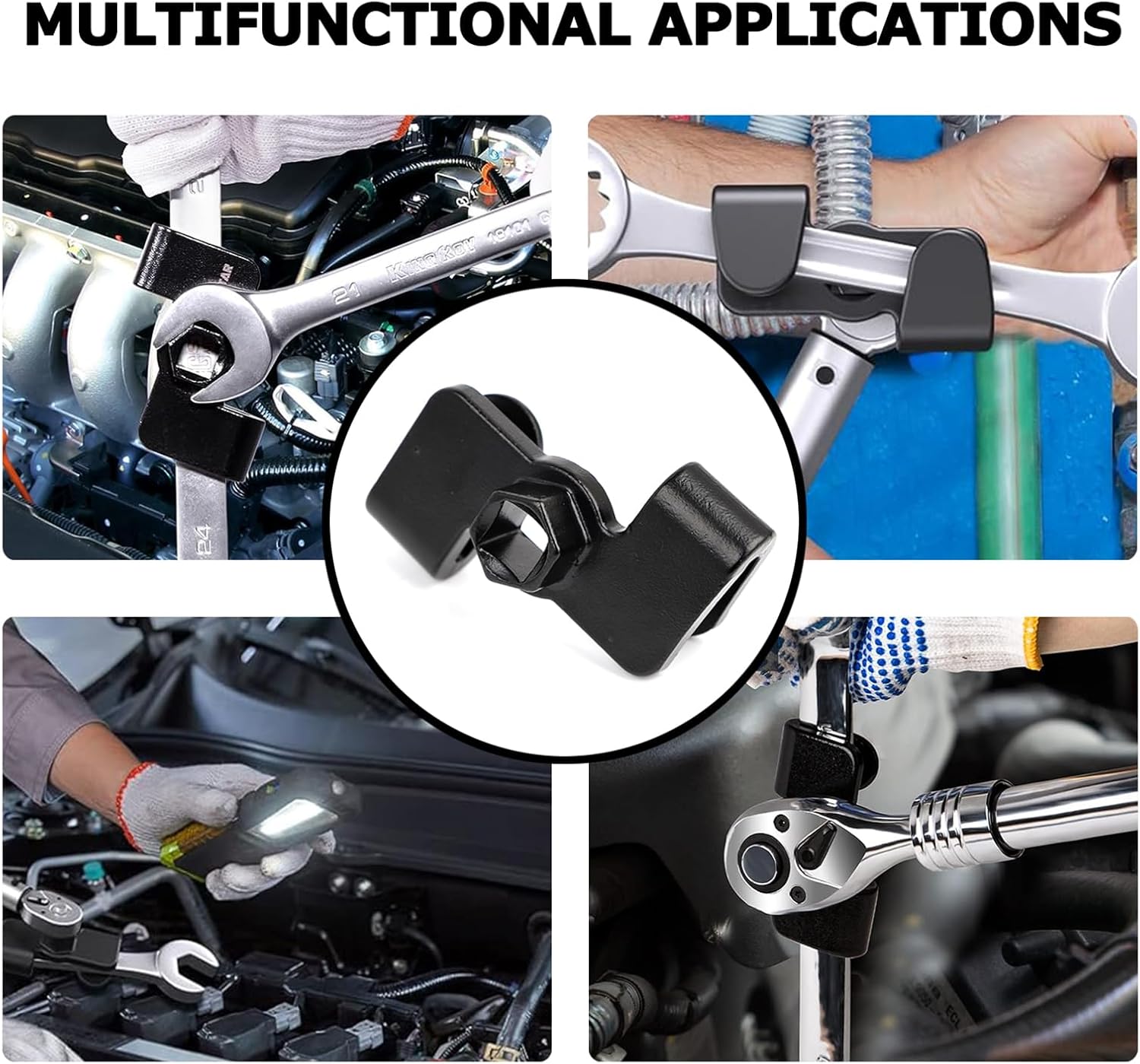 mokuo 49403 Universal Automotive Wrench Extender Adaptor Come with Wrench Adaptor + Wrench Extender Bar,Black