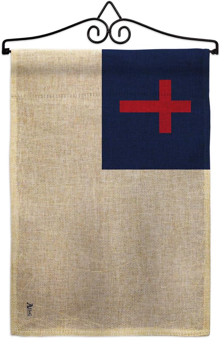 Christian Garden Flag Set Wood Dowel Religious Faith Hope Grace Peace Dove Religion Easter Small Decorative Gift Yard House Banner Made In USA 13 X 18.5