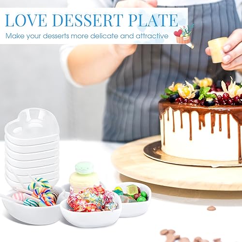 Miniatura 6 de Zopeal 12 cuencos en forma de corazón, platos de cerámica, platos de corazón, multiusos, para ensalada, aperitivo, regalo de cocina para salsa de