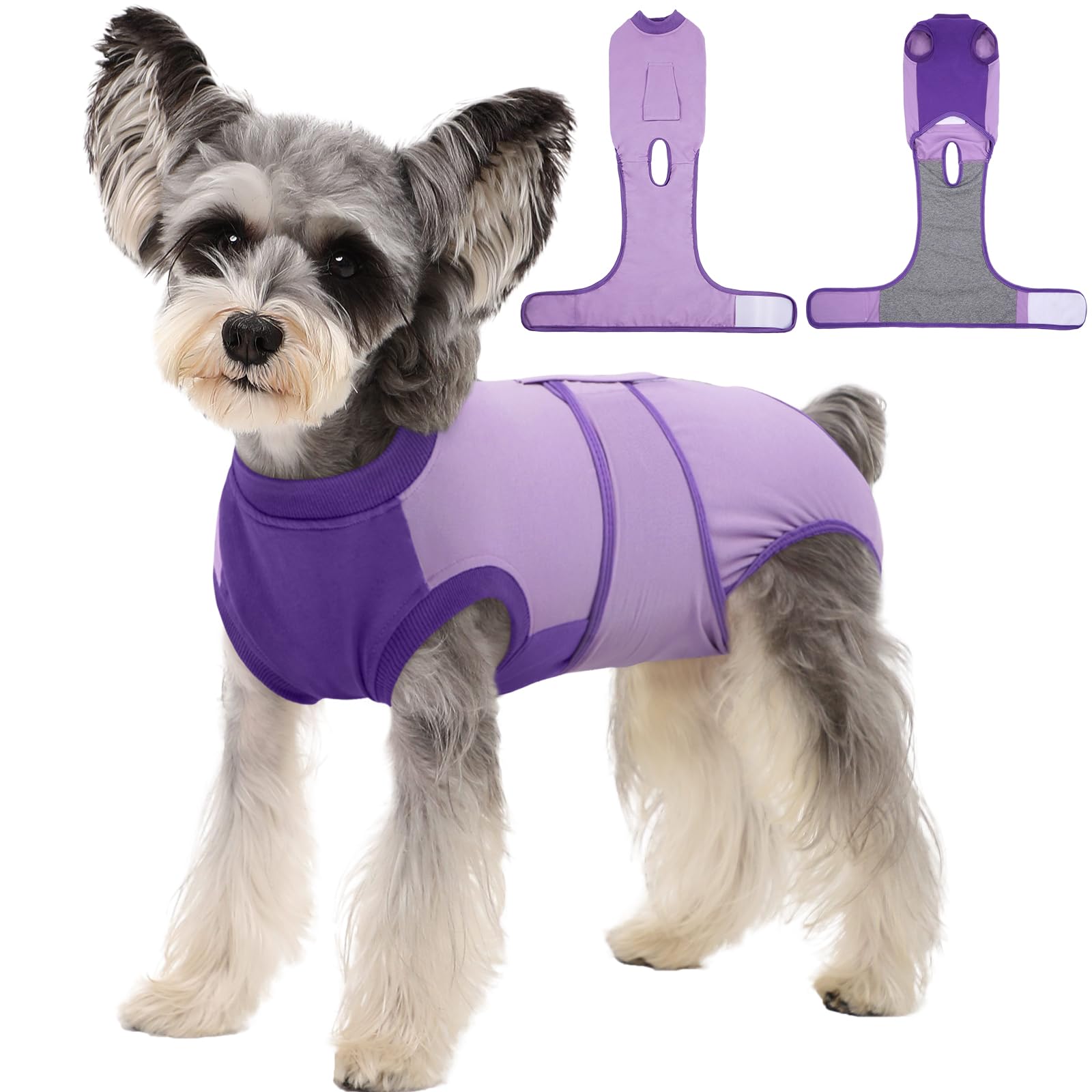 Kuoser Dog Recovery Suit, Female Male Spay Neuter Surgery Suit, Purple, XS