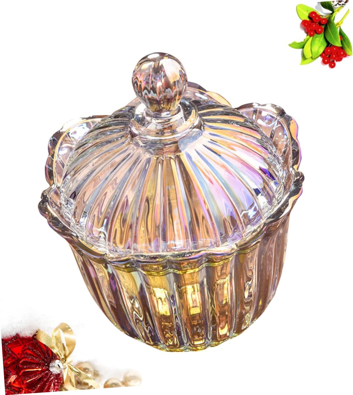 Colorful Lead Glass Candy Storage Jar with Lid Snacks Can for Home and Shop Desktop Display for Candy Toothpicks and Swabs Stylish Three Design