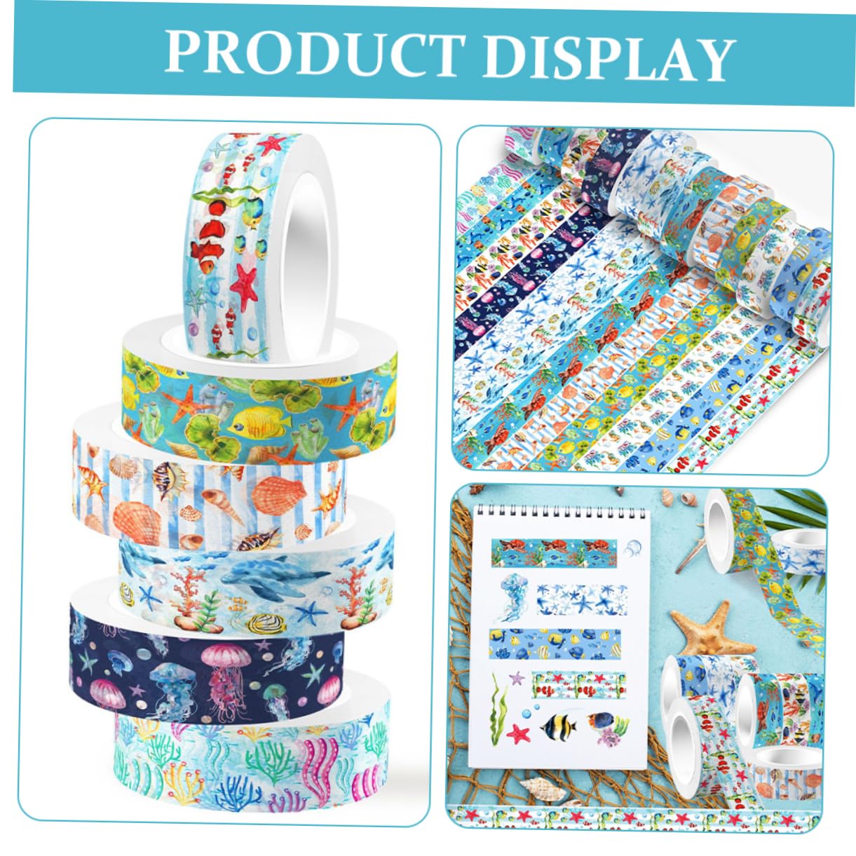 HOMSFOU Lot De 5 Autocollants Pour Journal Intime Fournitures Pour Adultes Scrapbooking Journal Intime Kit De Bricolage Thème Pastel Mer Océan Autocollants Bleus