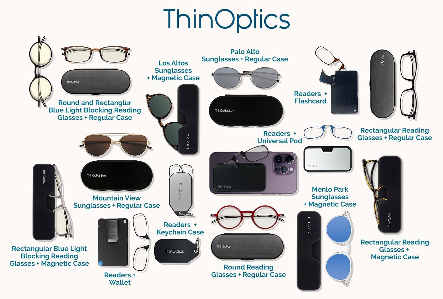 ThinOptics Keychain Case Rectangular Reading Glasses