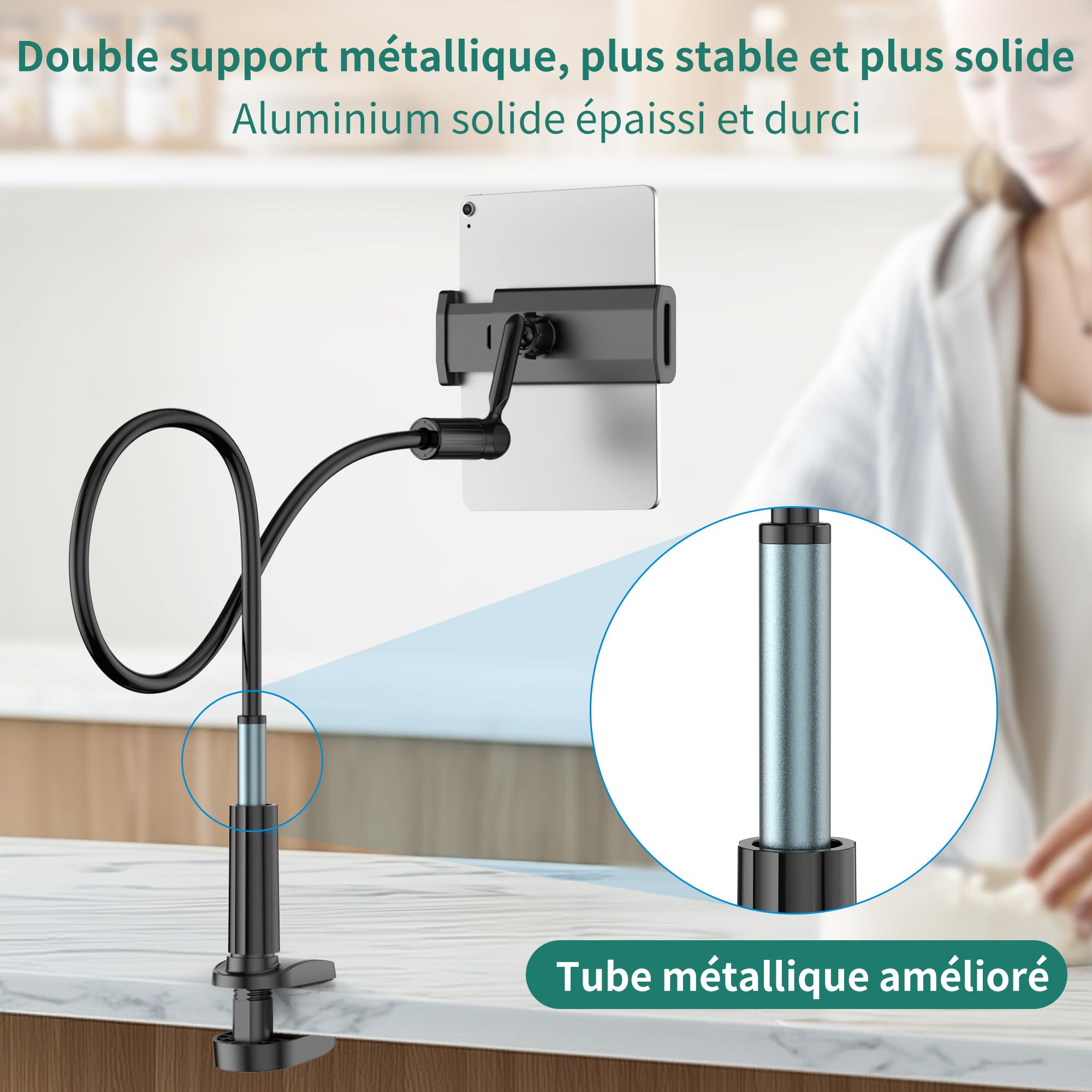PlusAcc Télécommande Tourner pour Kindle – Support à col de Cygne pour Lire des Livres électroniques, Accessoire pour Tourner Les Pages au lit, adapté au Kindle Paperwhite/Oasis/Kobo