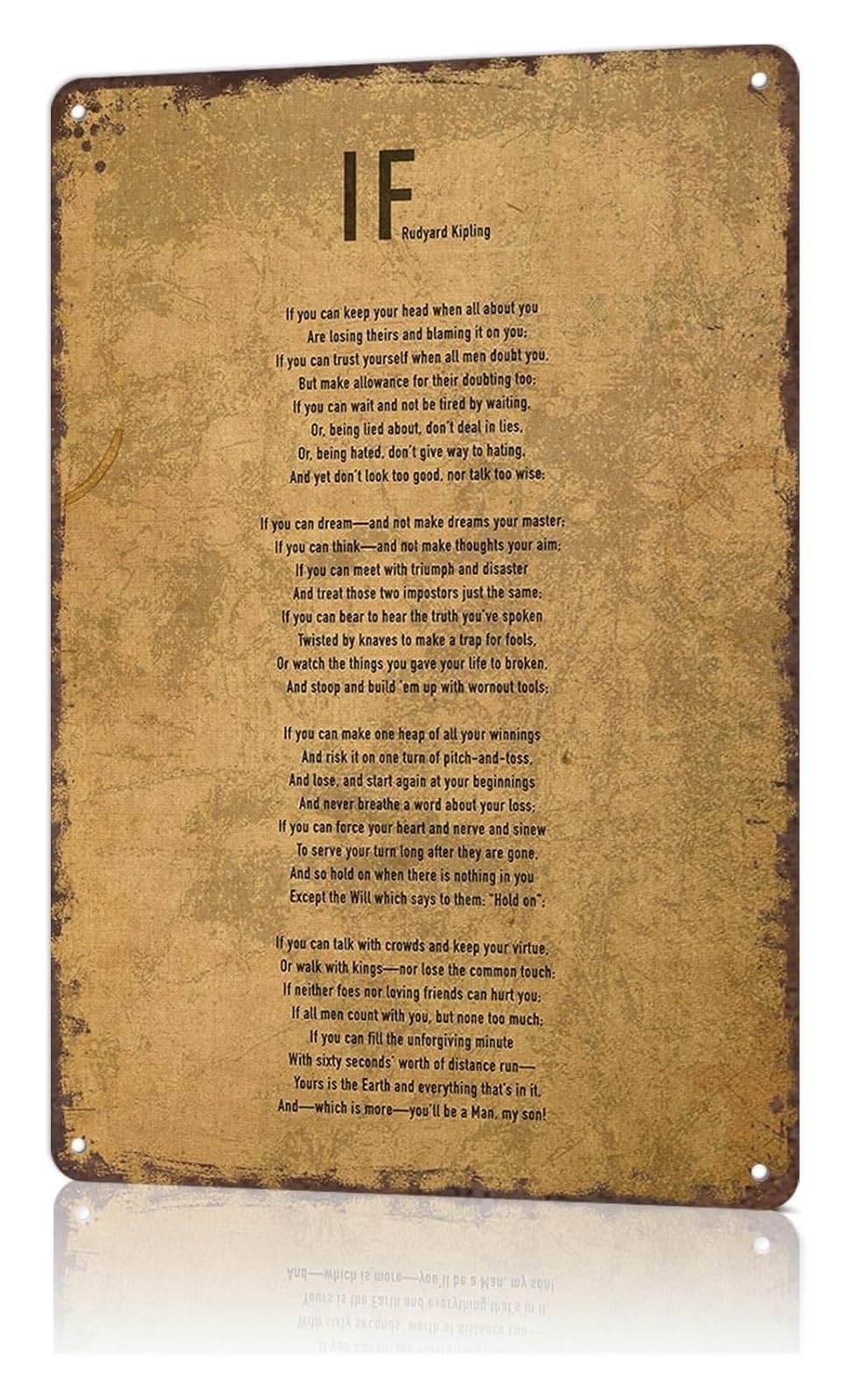 NWPNLXEA Sarcastic Metal Sign If Rudyard Kipling Poem Vintage Style Tin Board For Basement Workshop Game Room 8 X 12 inch