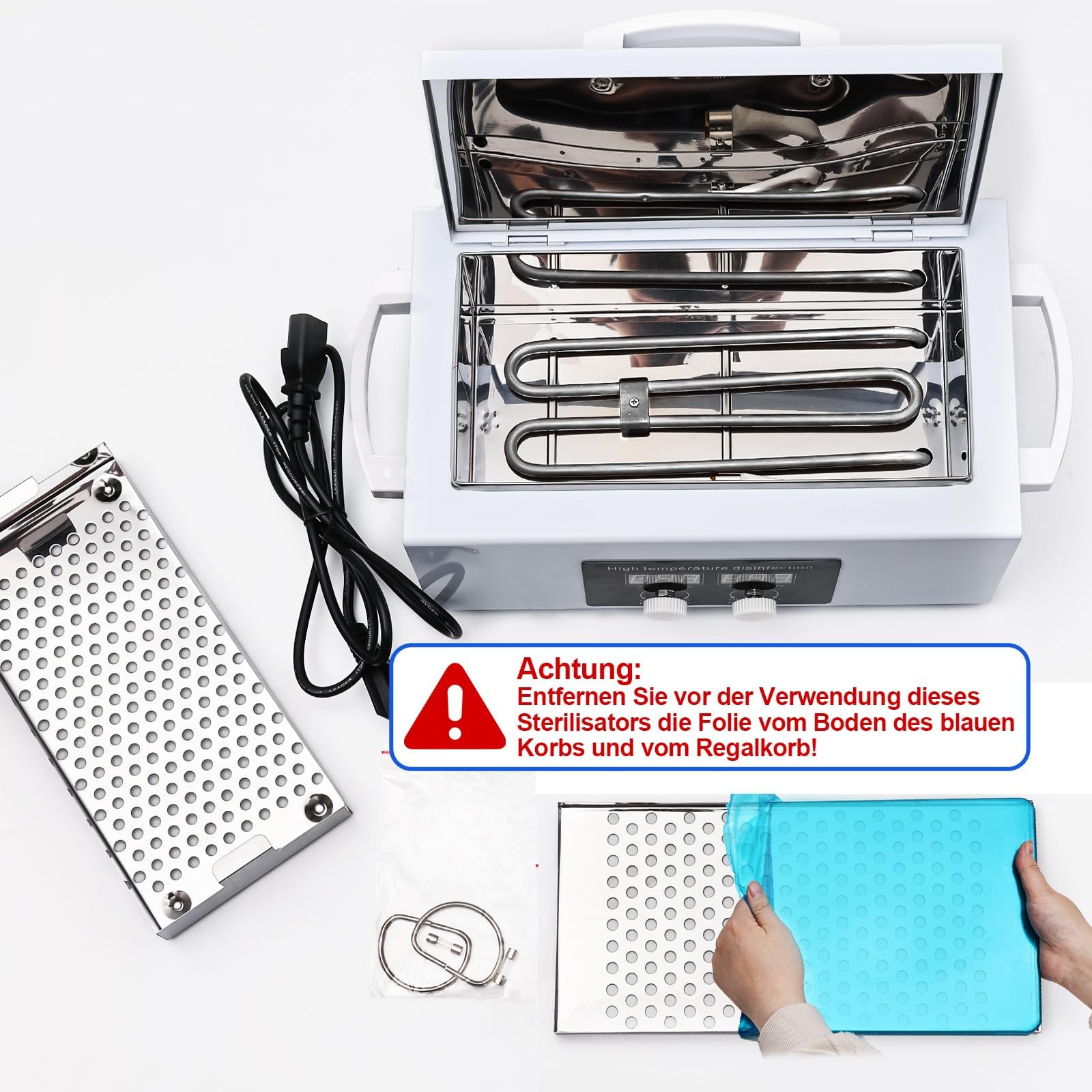 300W Heißluftsterilisator Desinfektion mit Hochtemperatur-Trockner & Timer | Sterilisator für Werkzeuge & Tücher | Ideal für Zahnarzt, Labor, Beauty-Salon & Nagelstudio