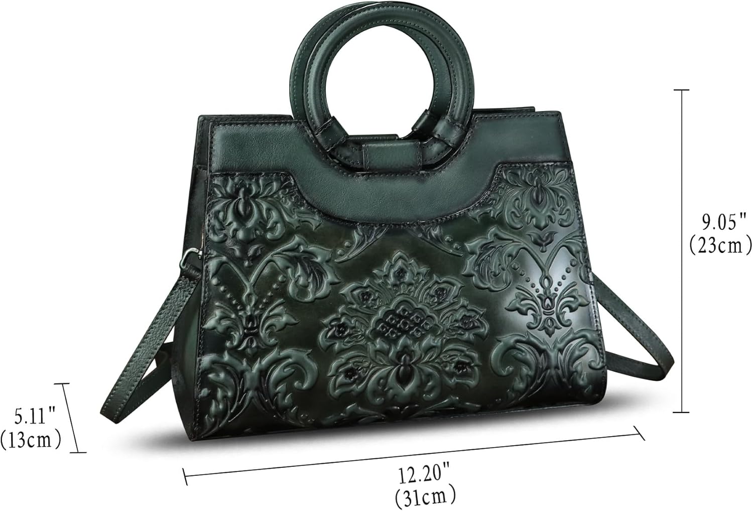 Genuine Leather Purses and Handbags for Women Vintage Embossed Leather Crossbody Shoulder Bag Satchel Top Handle Bags - Image 5
