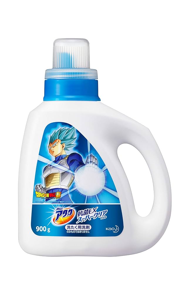 【洗剤　空ボトル】　ドラゴンボール超　ベジータ　アタック 抗菌EX　900g Amazon | 花王 洗濯洗剤 アタック 抗菌EXスーパークリアジェル