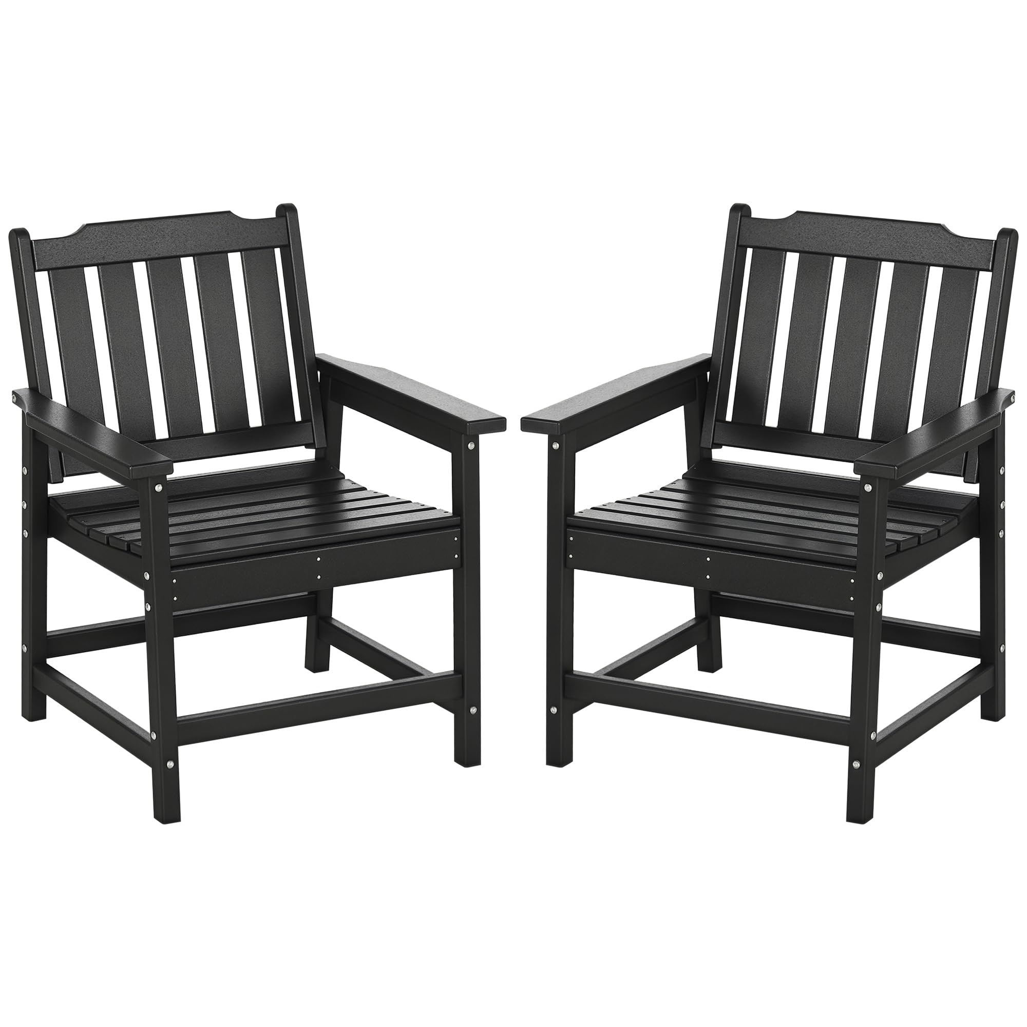 Outsunny All-Weather Patio Chairs Set of 2, HDPE Patio Dining Chair Set, Heavy Duty Wood-Like Outdoor Furniture for Garden, Backyard, Deck, Porch,