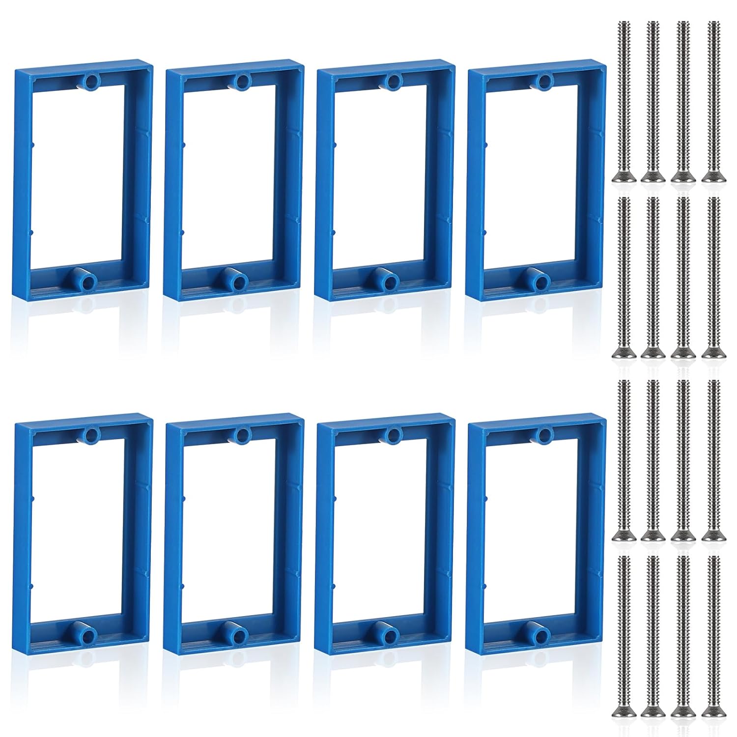 OwnMy 8PCS 1/2" Electrical Outlet Box Extenders, 1 Gang Electric Box Extenders with 16 Screws, Single Gang Receptacle Outlet Extenders for Electrical Box and Power Socket Switch, Blue