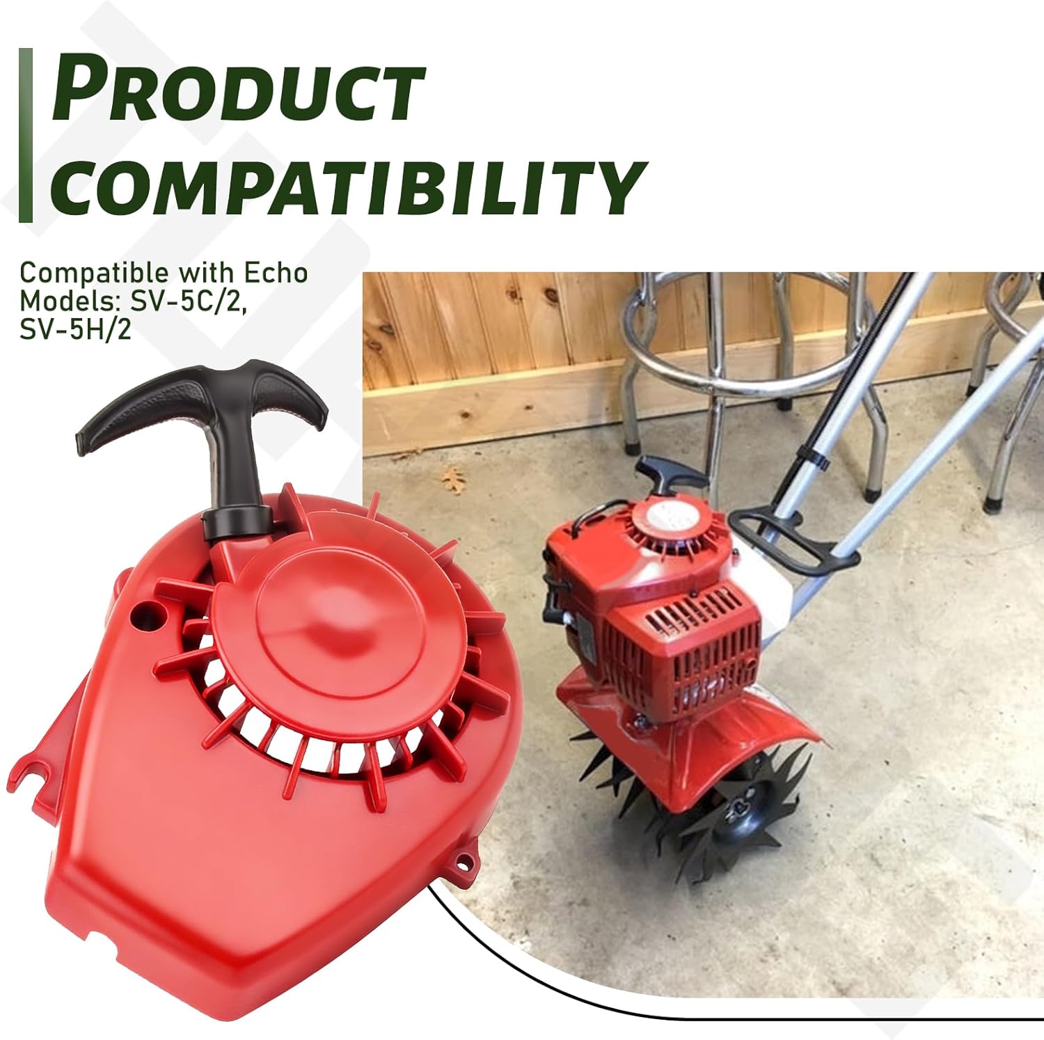A051000950 Tiller Recoil Starter Assembly Compatible with Echo SV-5H/2, SV-5C/2, Fits 2 Cycle Mantis Tillers 7220 7222 7222E 7225, Replace 17720012820